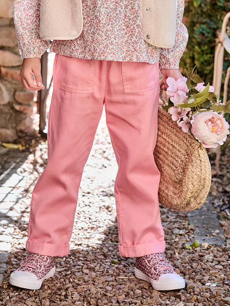 Fluid Paperbag-Style Trousers for Girls coral+khaki+rose - vertbaudet enfant 