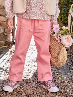 -Pantalon fille style paperbag Lyocell fluide 