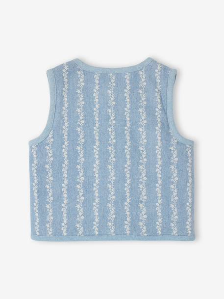 Denim flower sleeveless cardigan for babies stone - vertbaudet enfant 