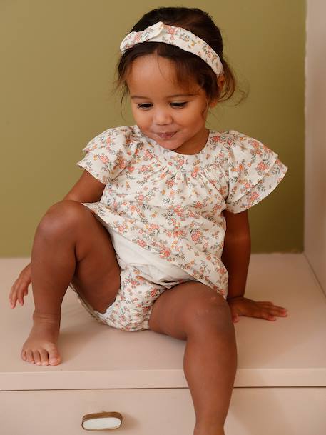 Baby dress set with culotte-style briefs and bandeau ecru - vertbaudet enfant 