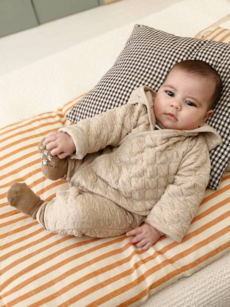 Baby playsuit in jersey marl beige - vertbaudet enfant 