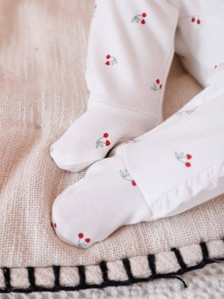 Sleepsuit for newborn girls with a cherry print ecru - vertbaudet enfant 
