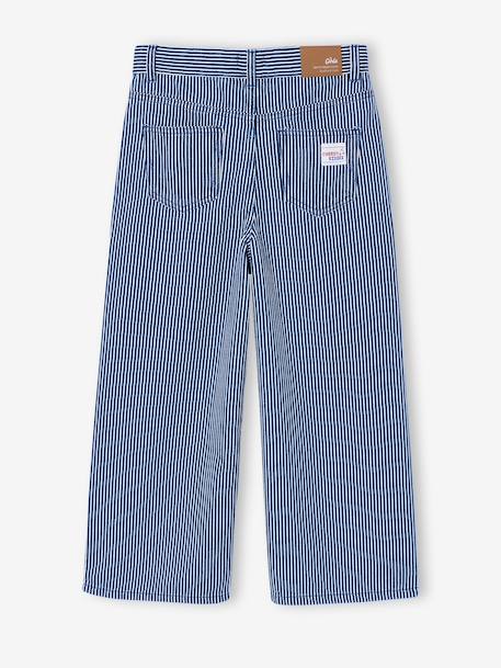 Girl's wide-leg striped trousers striped blue - vertbaudet enfant 