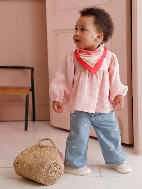 Blouse & Scarf Set for Baby Girls rose - vertbaudet enfant 