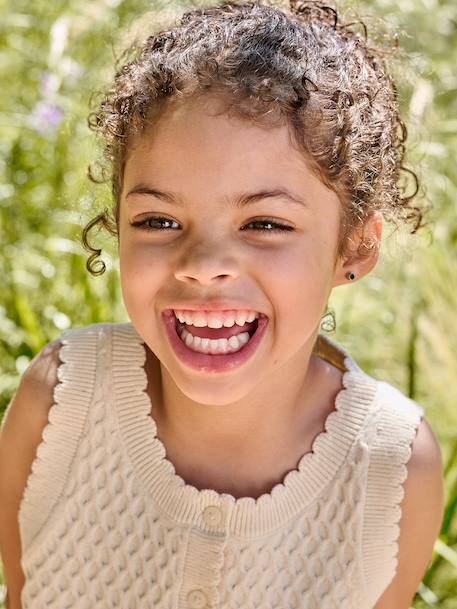 Girl's sleeveless knitted cardigan vanilla - vertbaudet enfant 