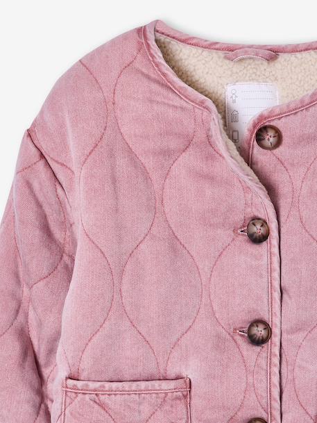 Girl's sherpa-lined quilted jacket rose - vertbaudet enfant 