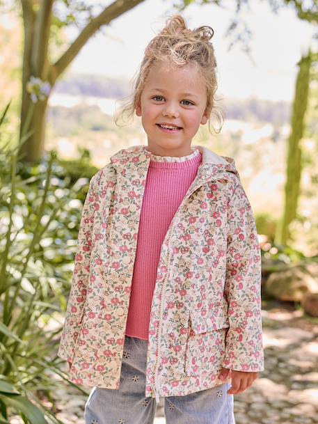 Ciré fille à capuche imprimé marine+multicolore+vanille - vertbaudet enfant 