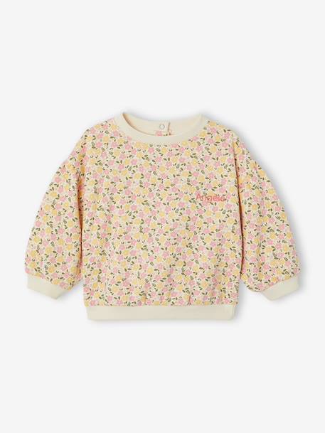 Printed Sweatshirt in Fleece, for Babies vanilla - vertbaudet enfant 