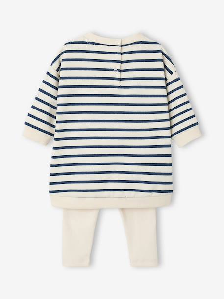 Customisable baby dress and leggings set striped navy blue - vertbaudet enfant 