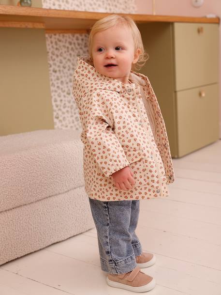 Rain coat 3-in-1 for baby girls with leopard print ecru - vertbaudet enfant 