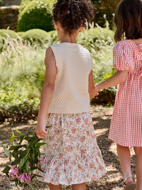 Girl's sleeveless knitted cardigan vanilla - vertbaudet enfant 