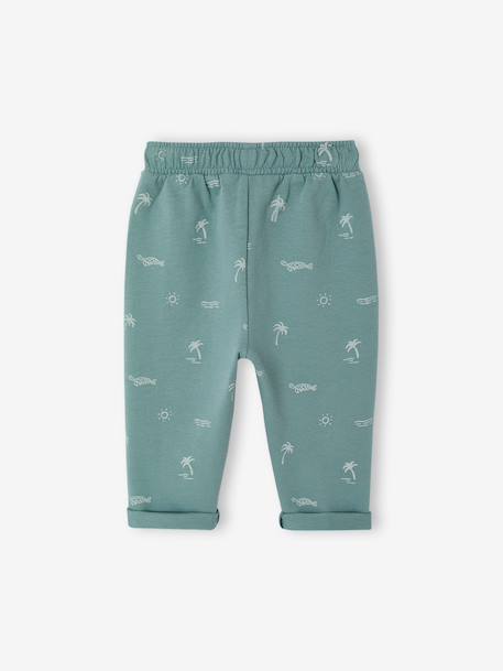 Printed Fleece Trousers for Babies cappuccino+emerald green+sage green - vertbaudet enfant 