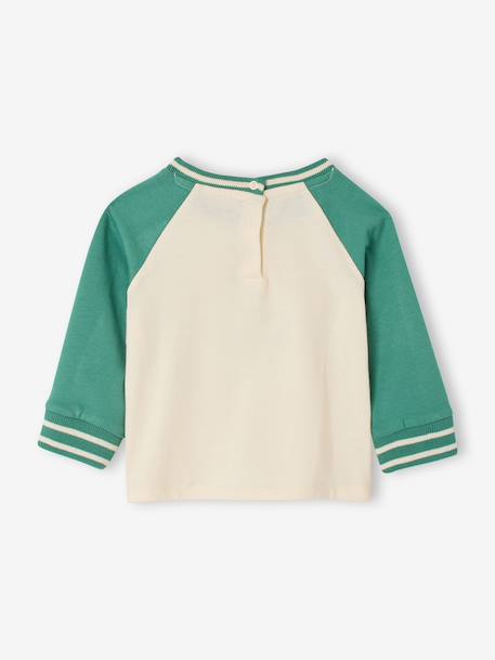 Organic cotton long-sleeved 'cool baby' T-shirt for babies green+mustard - vertbaudet enfant 