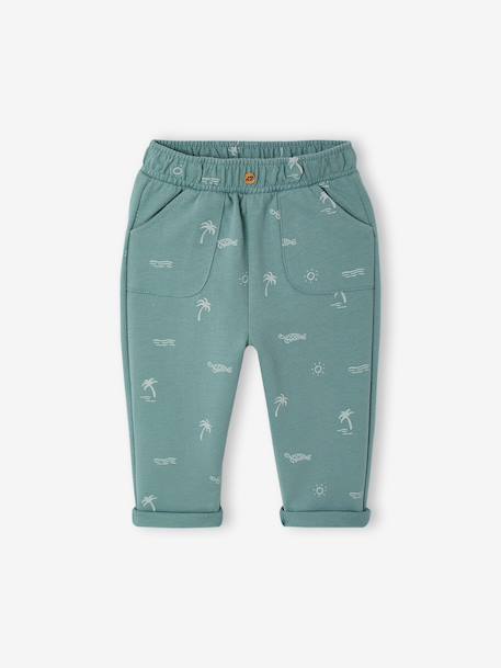 Printed Fleece Trousers for Babies cappuccino+emerald green+sage green - vertbaudet enfant 