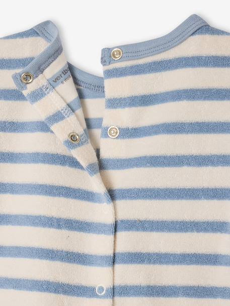 Terry Cloth Shorts + T-Shirt Ensemble for Babies grey blue+striped blue+taupe - vertbaudet enfant 