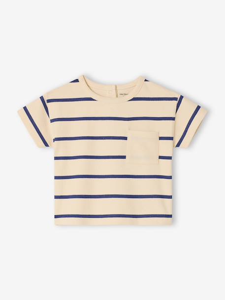 Striped cotton baby T-shirt striped blue+striped green - vertbaudet enfant 
