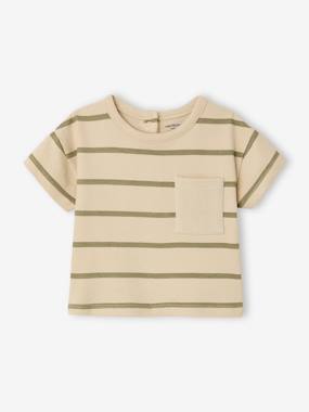 Baby-T-shirts & Roll Neck T-Shirts-T-shirts-Striped cotton baby T-shirt 