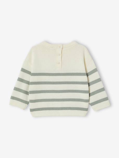 Striped knitted baby jumper caramel+navy blue+sage green - vertbaudet enfant 