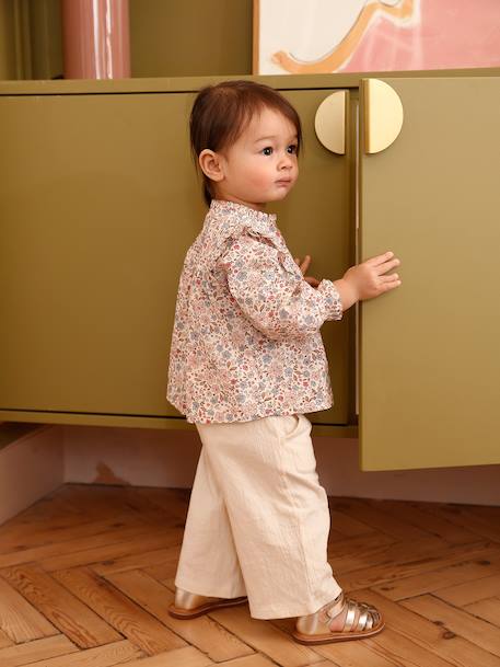 Blouse à volants bébé rose+vanille+vert de gris - vertbaudet enfant 