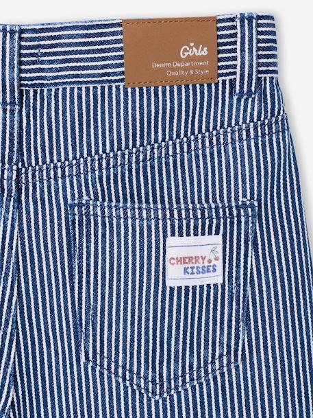 Girl's wide-leg striped trousers striped blue - vertbaudet enfant 