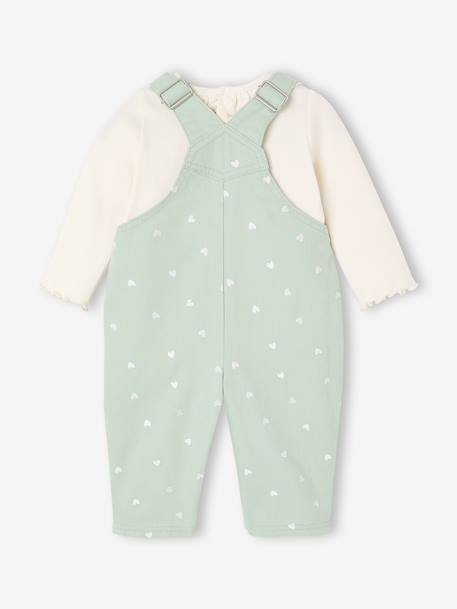 Baby dungaree and heart T-shirt set aqua green - vertbaudet enfant 