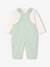 Baby dungaree and heart T-shirt set aqua green - vertbaudet enfant 