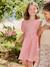 Gingham girl's dress with bows on the back coral - vertbaudet enfant 