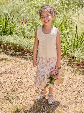 Girls-Cardigans, Jumpers & Sweatshirts-Cardigans-Girl's sleeveless knitted cardigan