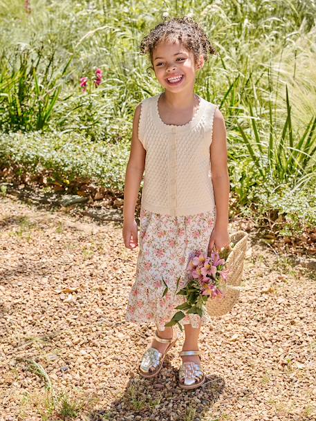 Girl's sleeveless knitted cardigan vanilla - vertbaudet enfant 