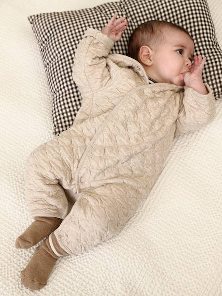 Baby playsuit in jersey marl beige - vertbaudet enfant 