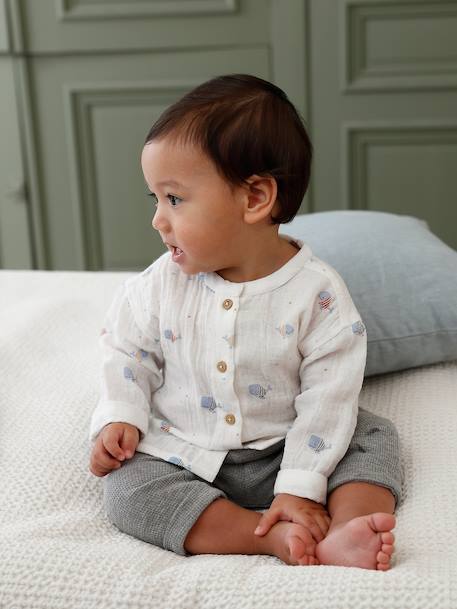 Chemise bébé garçon gaze de coton écru - vertbaudet enfant 