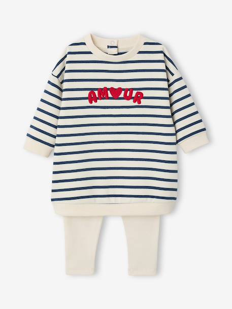 Customisable baby dress and leggings set striped navy blue - vertbaudet enfant 