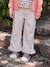 Girl's wide-leg trousers with frills ecru+lilac - vertbaudet enfant 