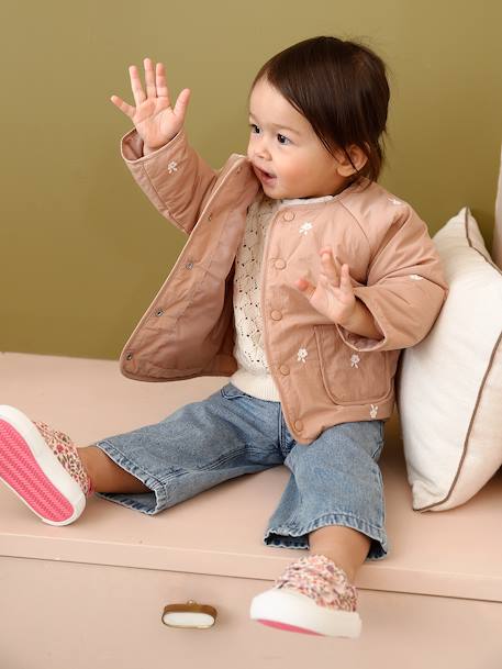Embroidered padded jacket for baby girls pecan nut - vertbaudet enfant 