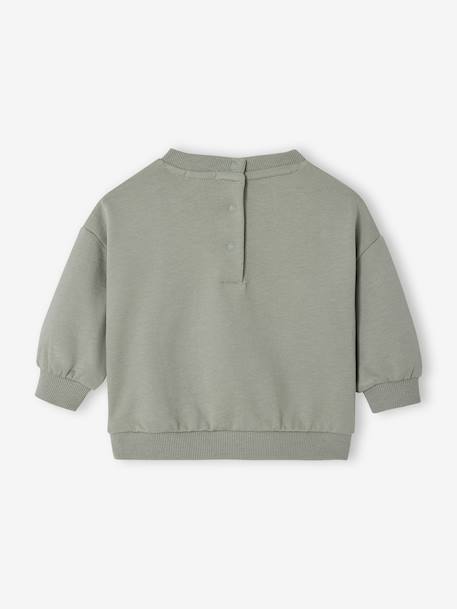 Sweat bébé col rond écru+vert sauge - vertbaudet enfant 