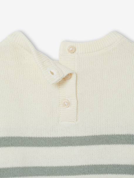 Striped knitted baby jumper caramel+navy blue+sage green - vertbaudet enfant 