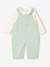 Baby dungaree and heart T-shirt set aqua green - vertbaudet enfant 