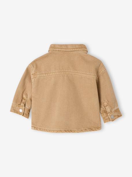 Shirt with Press Studs for Babies sandy beige+taupe - vertbaudet enfant 