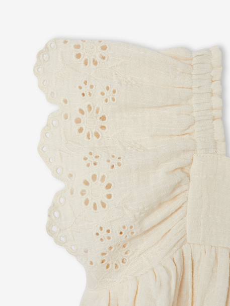 Cotton Gauze Dress for Babies ecru+red - vertbaudet enfant 