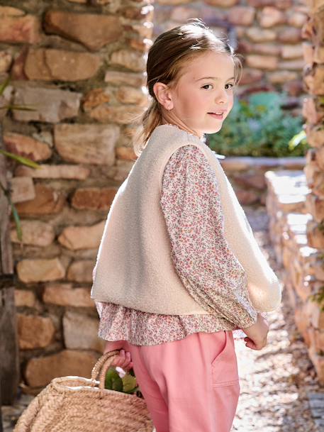 Leopard Print Waistcoat in Sherpa brown+ecru - vertbaudet enfant 