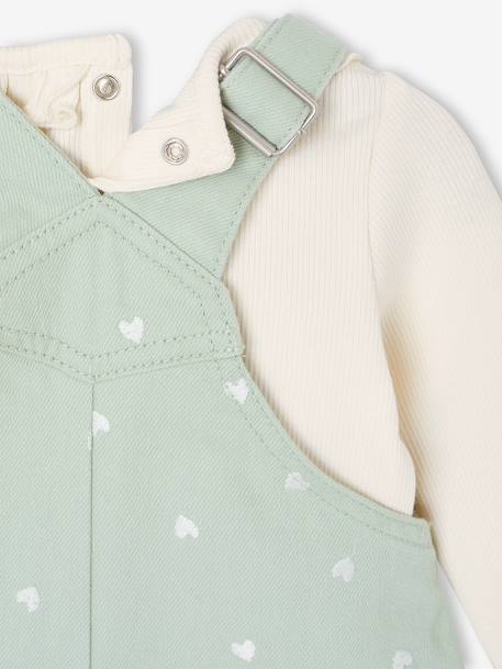 Baby dungaree and heart T-shirt set aqua green - vertbaudet enfant 