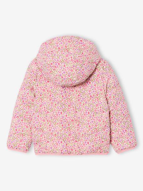 Doudoune fille légère réversible anthracite+rose pâle - vertbaudet enfant 