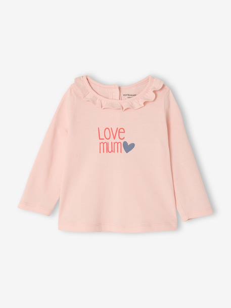 Pack of 2 long-sleeved frilled T-shirts pale pink - vertbaudet enfant 