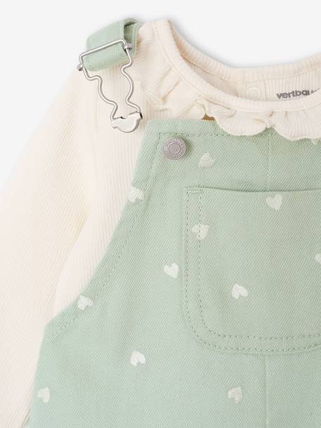 Baby dungaree and heart T-shirt set aqua green - vertbaudet enfant 