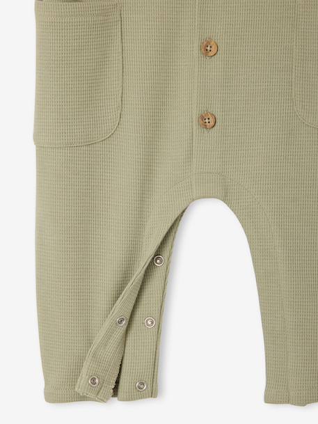Honeycomb Jumpsuit for Babies sage green - vertbaudet enfant 
