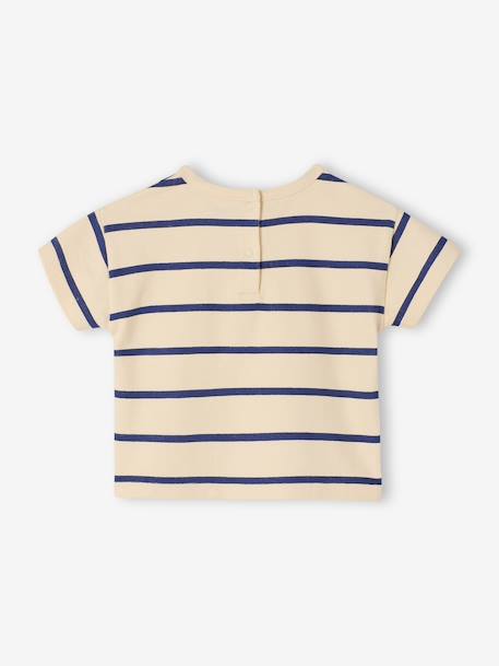 Striped cotton baby T-shirt striped blue+striped green - vertbaudet enfant 