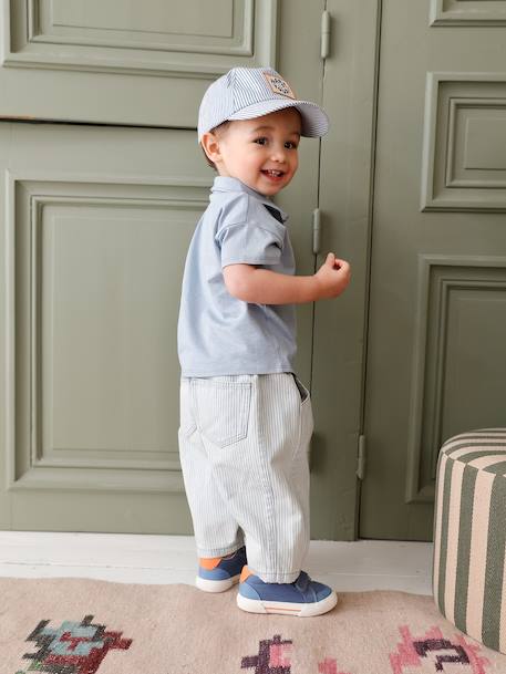 'Happy Youpi' Cap for Babies striped blue - vertbaudet enfant 