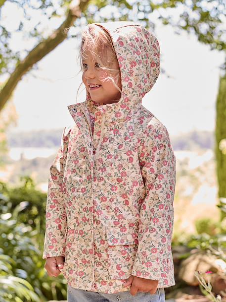 Ciré fille à capuche imprimé marine+multicolore+vanille - vertbaudet enfant 