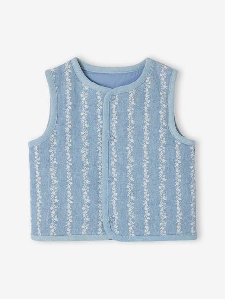 Denim flower sleeveless cardigan for babies stone - vertbaudet enfant 