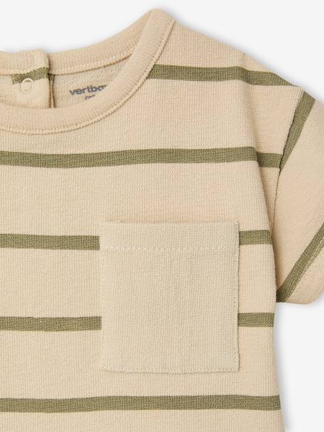 Striped cotton baby T-shirt striped blue+striped green - vertbaudet enfant 